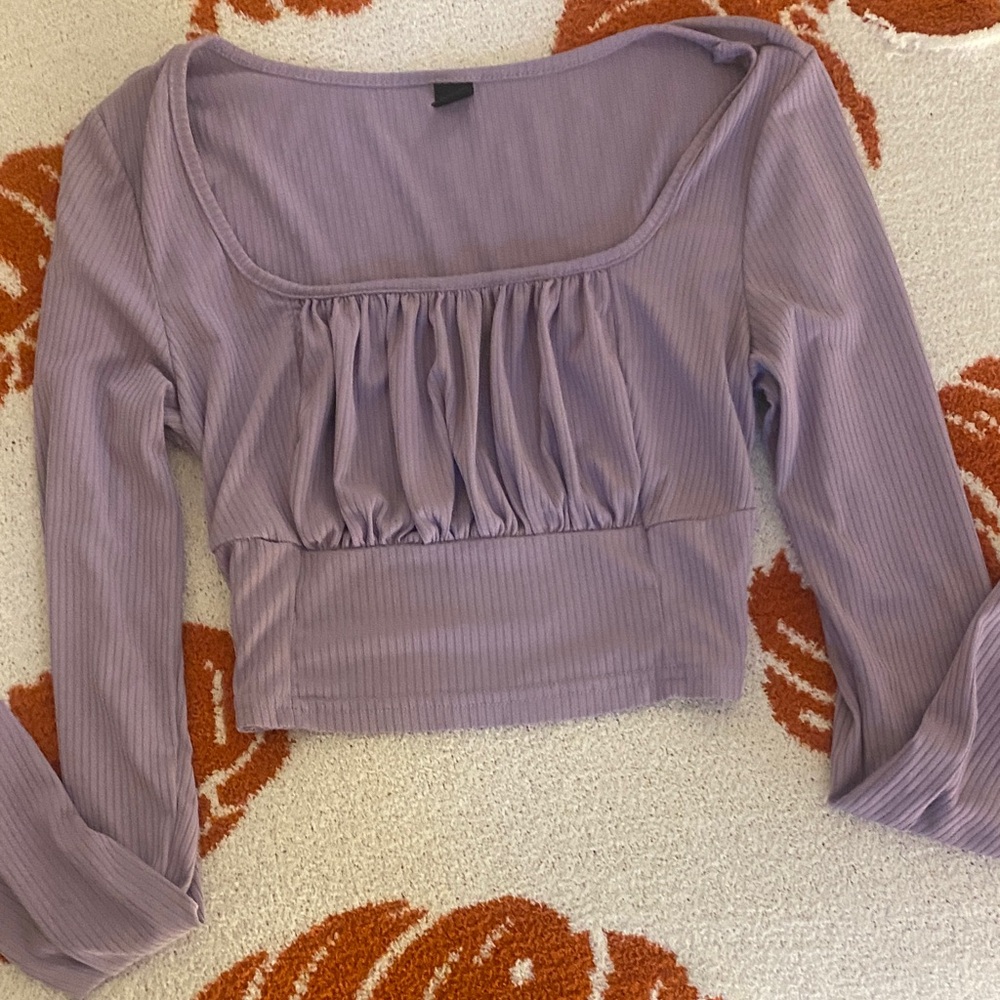 SHEIN Lavender Ruched Long Sleeve Blouse